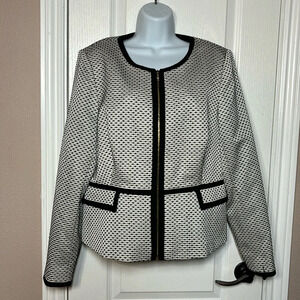 Calvin Klein Women's Zip Front Long Sleeve Pockets Blazer Jacket Size 16